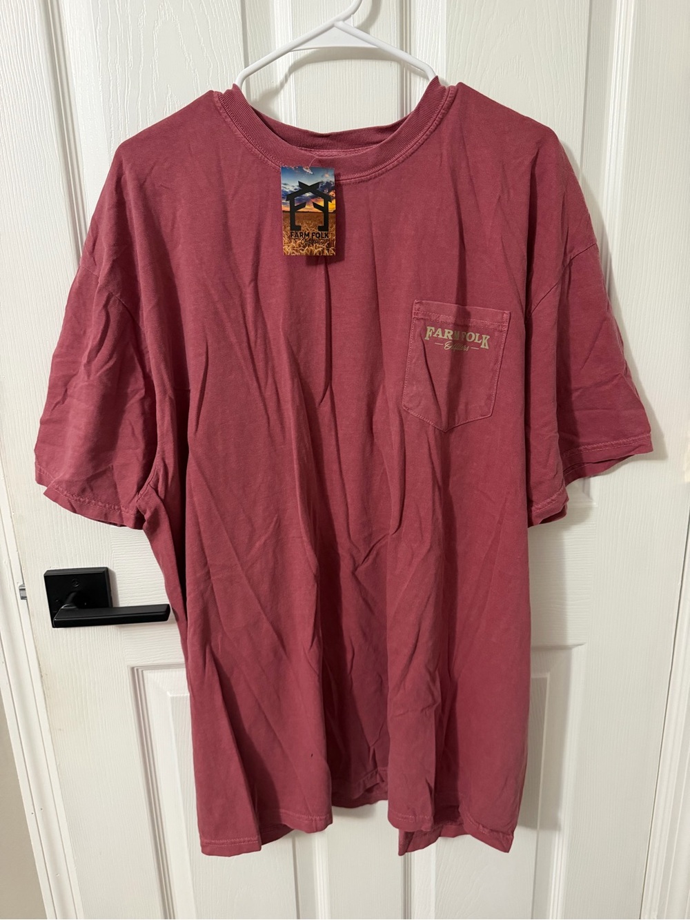 Mens Pocket T‑Shirt — Dusty Red